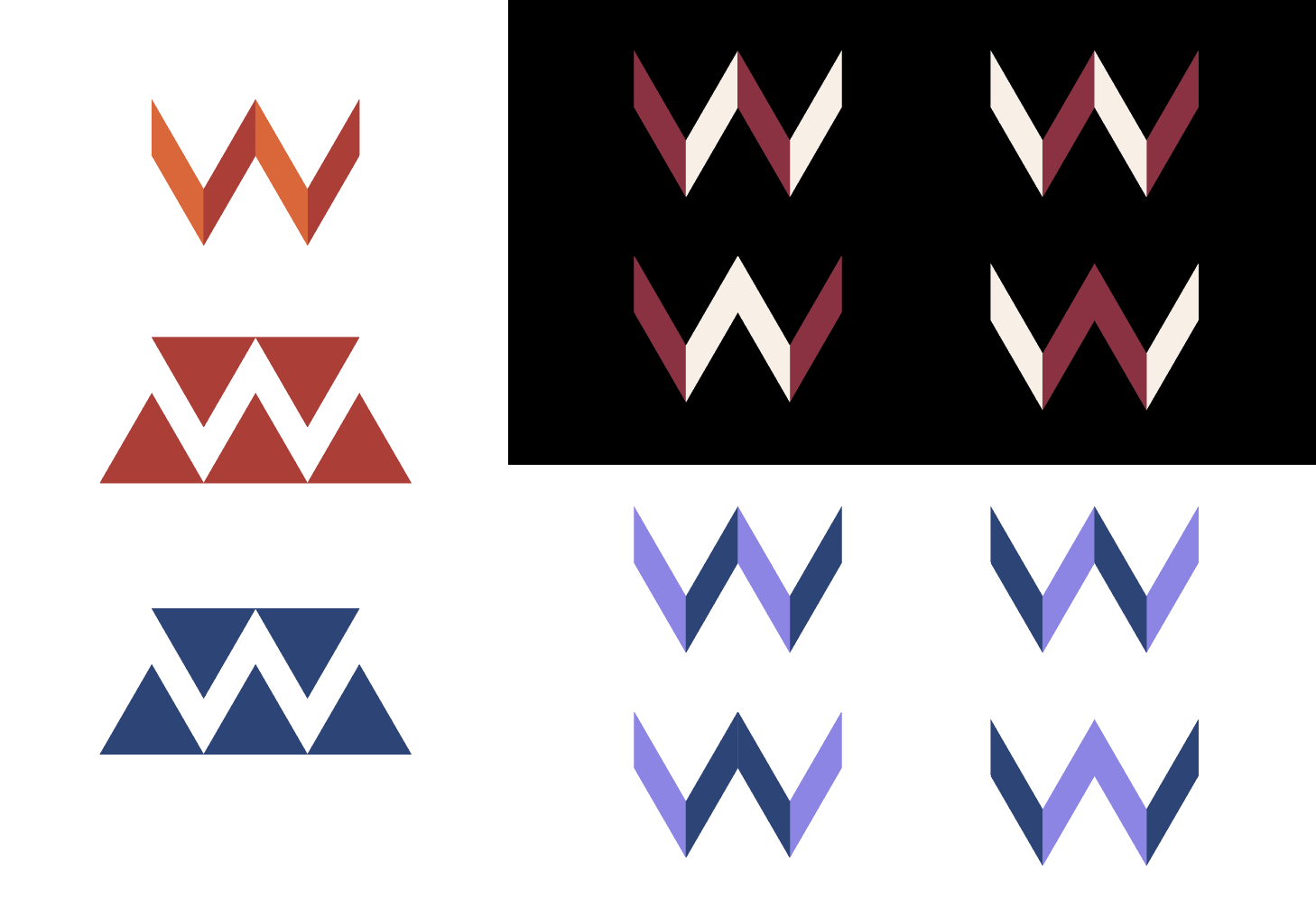 teste de différents logo en forme de W 
